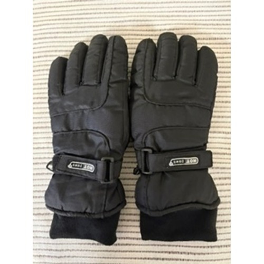 Hot Paws Mens Black Fleece Lined Winter Ski Gloves Adjustable Wrist Strap Medium